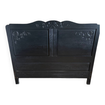 Vintage headboard 140 matte black refurbished Art Deco