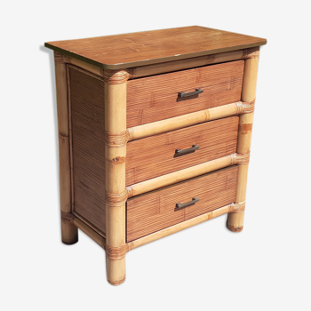 Chest of drawers 3 drawers in solid bamboo