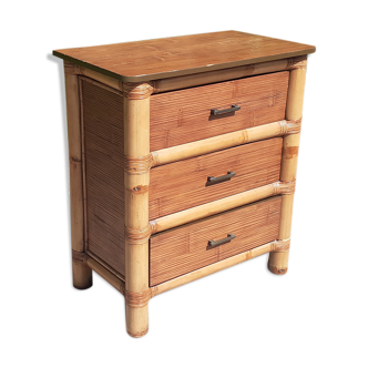Chest of drawers 3 drawers in solid bamboo