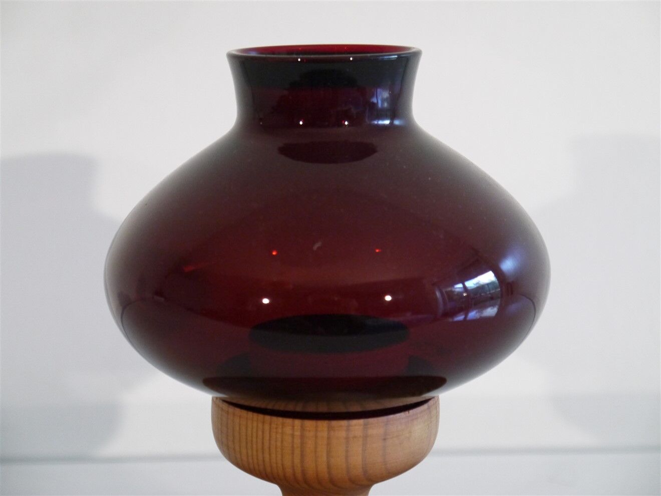Scandinavian glass and wood candlestick 1960