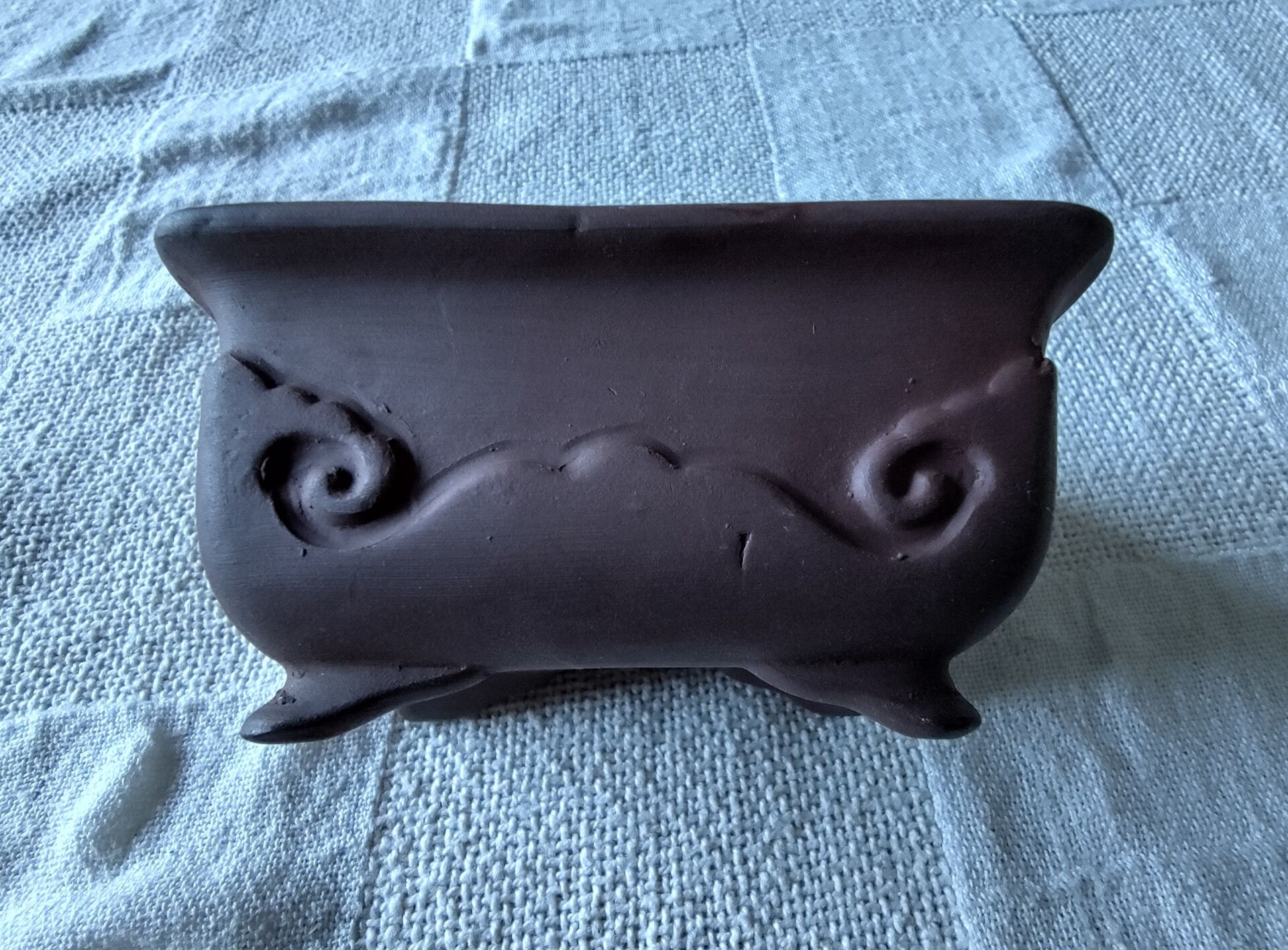 Rectangular cascade bonsai pot unglazed ceramic