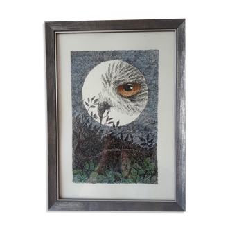 "night bird" ink from China and colored pencil on paper.