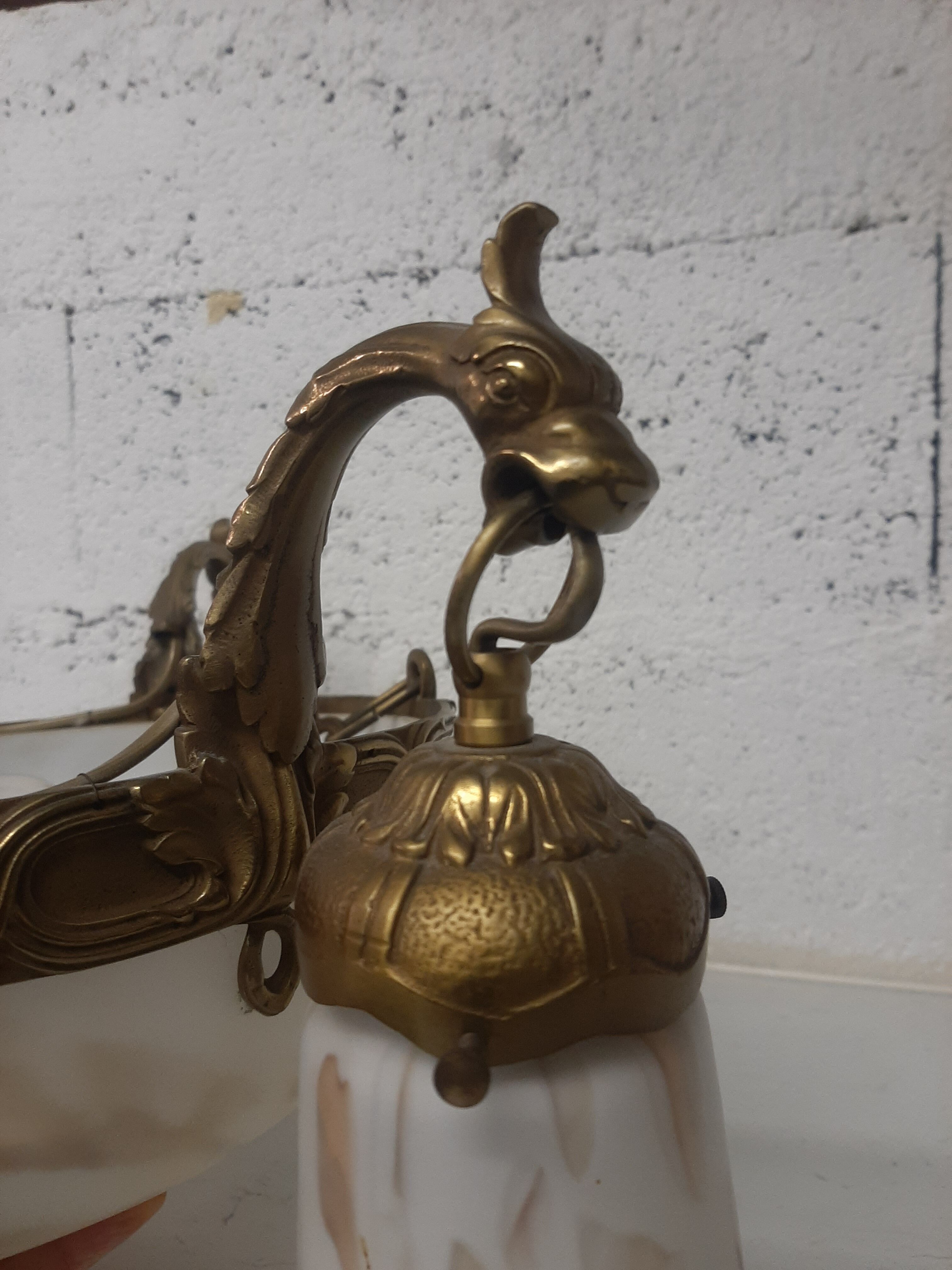 Bronze chandelier and glass paste