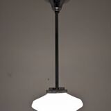 Art Deco glass suspension from Clichy, speckled white, France circa 1920.