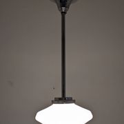 Art Deco glass suspension from Clichy, speckled white, France circa 1920.