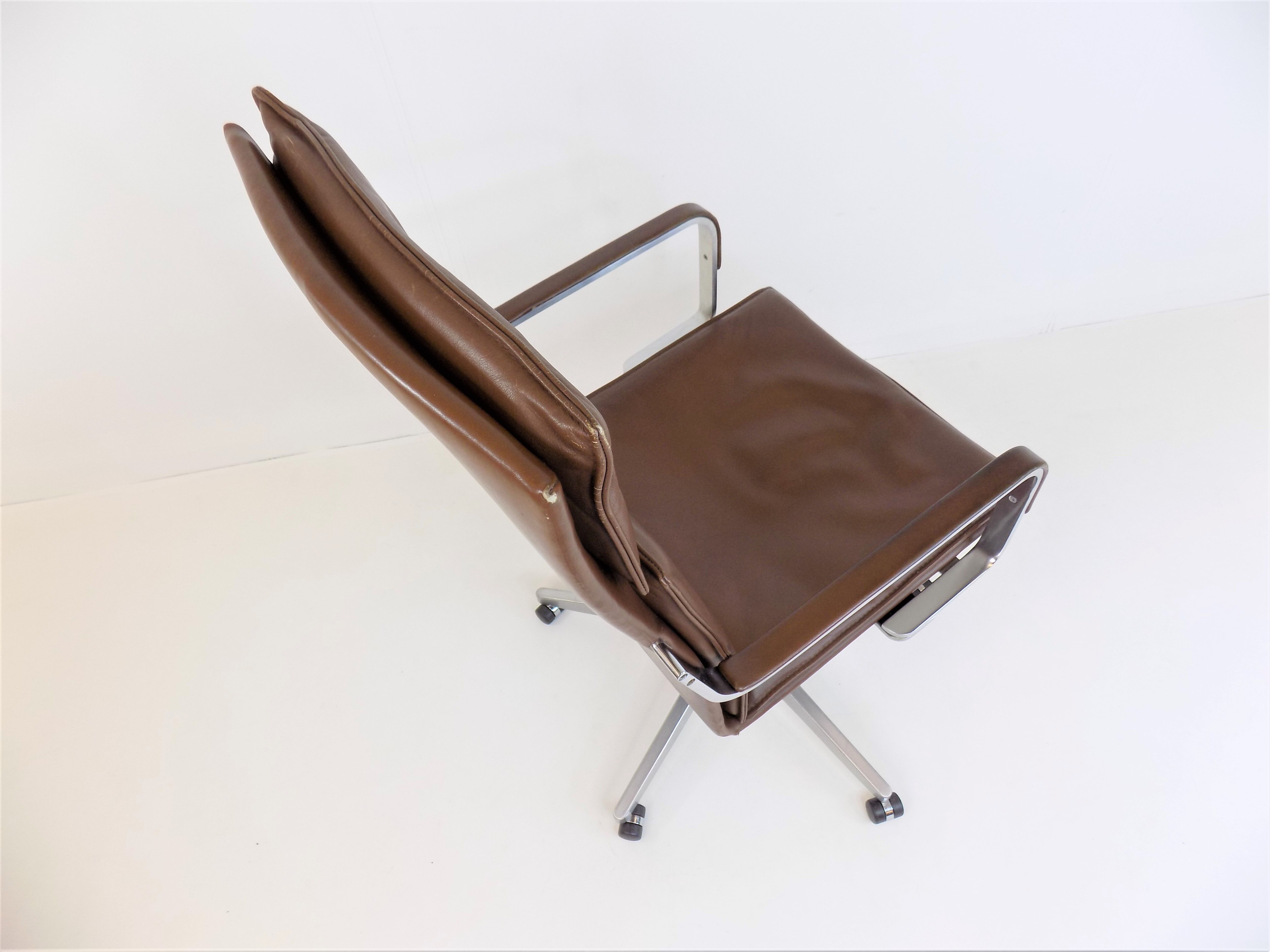 Rudolf Glatzel Leather Office Chair, Knoll