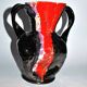 VALLAURIS ceramics Black and red enamelled vase with handle VINTAGE 1950-1960