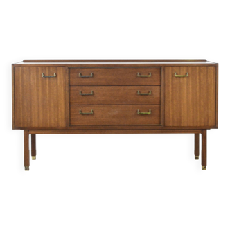 Midcentury G Plan 'E Gomme' Sideboard In Walnut And Brass. Vintage Modern /