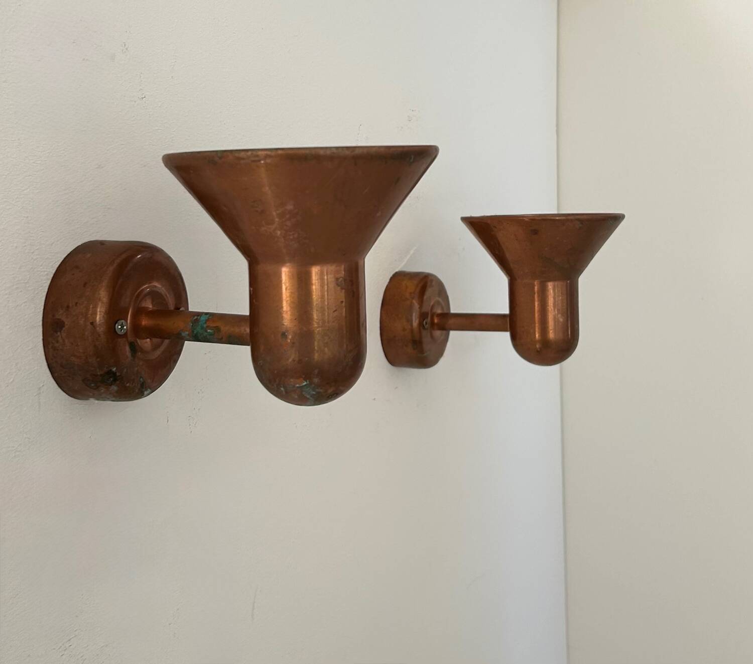 Pair of vintage copper wall lights, Denmark 1970s