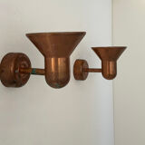 Pair of vintage copper wall lights, Denmark 1970s