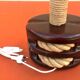 Pulley lamp base, varnished wood / rope.
