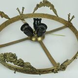 large 1960s CEILING LAMP glass crystal bronze hollywood regency style 1960s