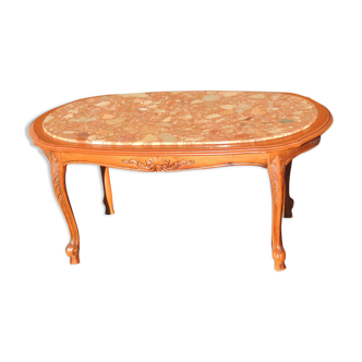 Coffee table ovalewood and marble pink salmon