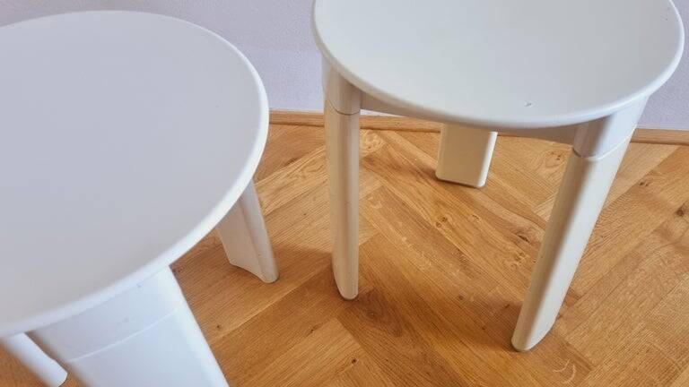 Pair of Midcentury Stools/Side Tables Trio, Olaf Von Bohr, Italy, 1970s