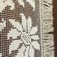 Rectangular-shaped napperon in embroidered mesh, foliage decoration and large fleu