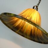 Vintage pendant lamp amber color acrylic and brass 1970s