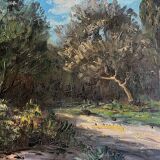 HST painting "Mediterranean landscape" by Louis AUDREY (19th-20th centuries)