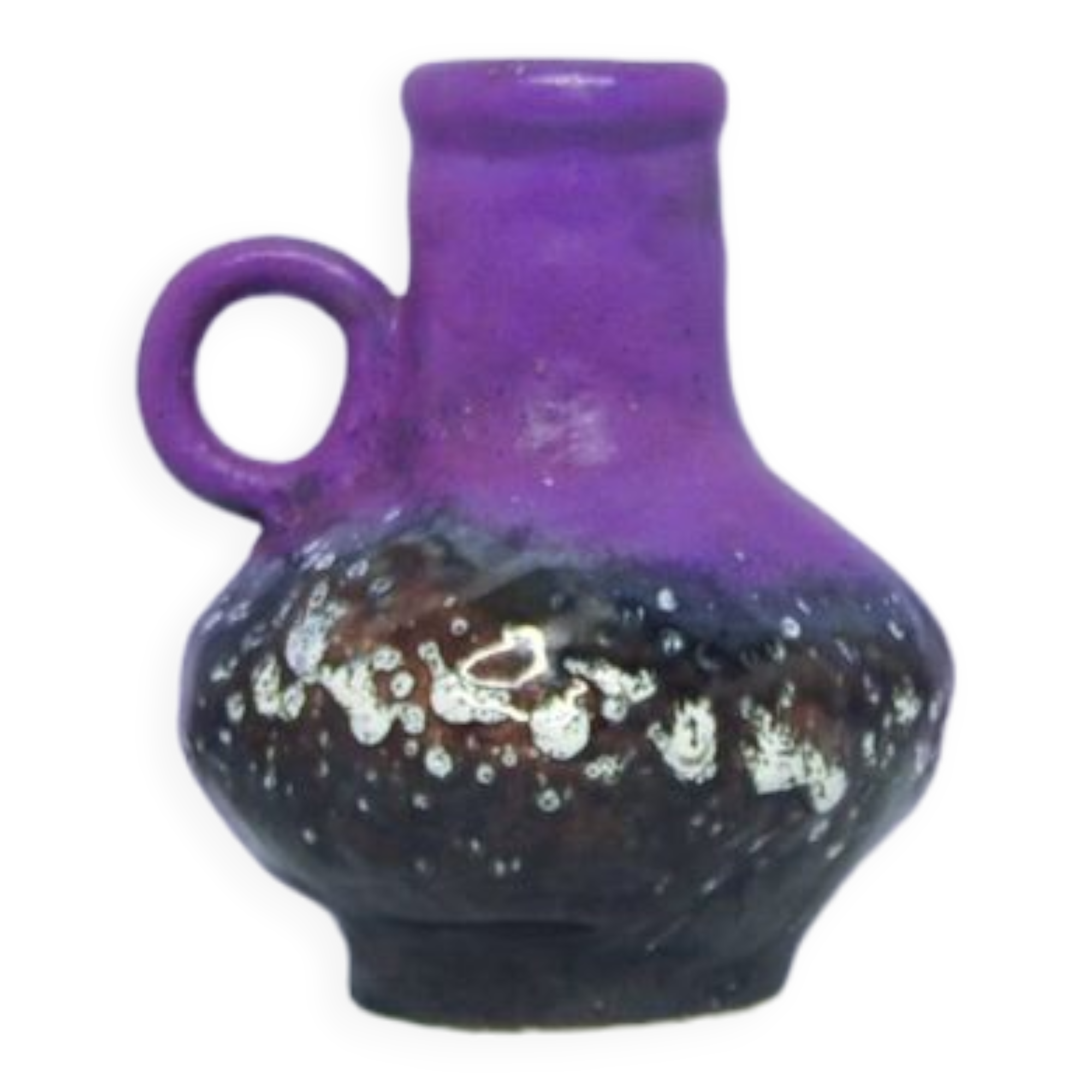 A vintage purple & bronze sheen Fatlava Walter Becht can vase