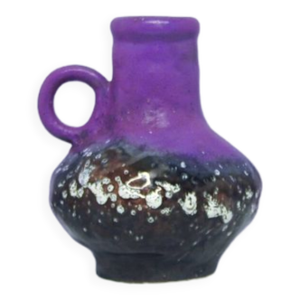 Un vase vintage Fatlava Walter Becht aux reflets violets et bronze