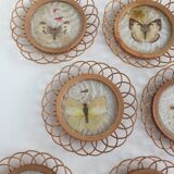 Set of 8 wicker coasters and butterflies