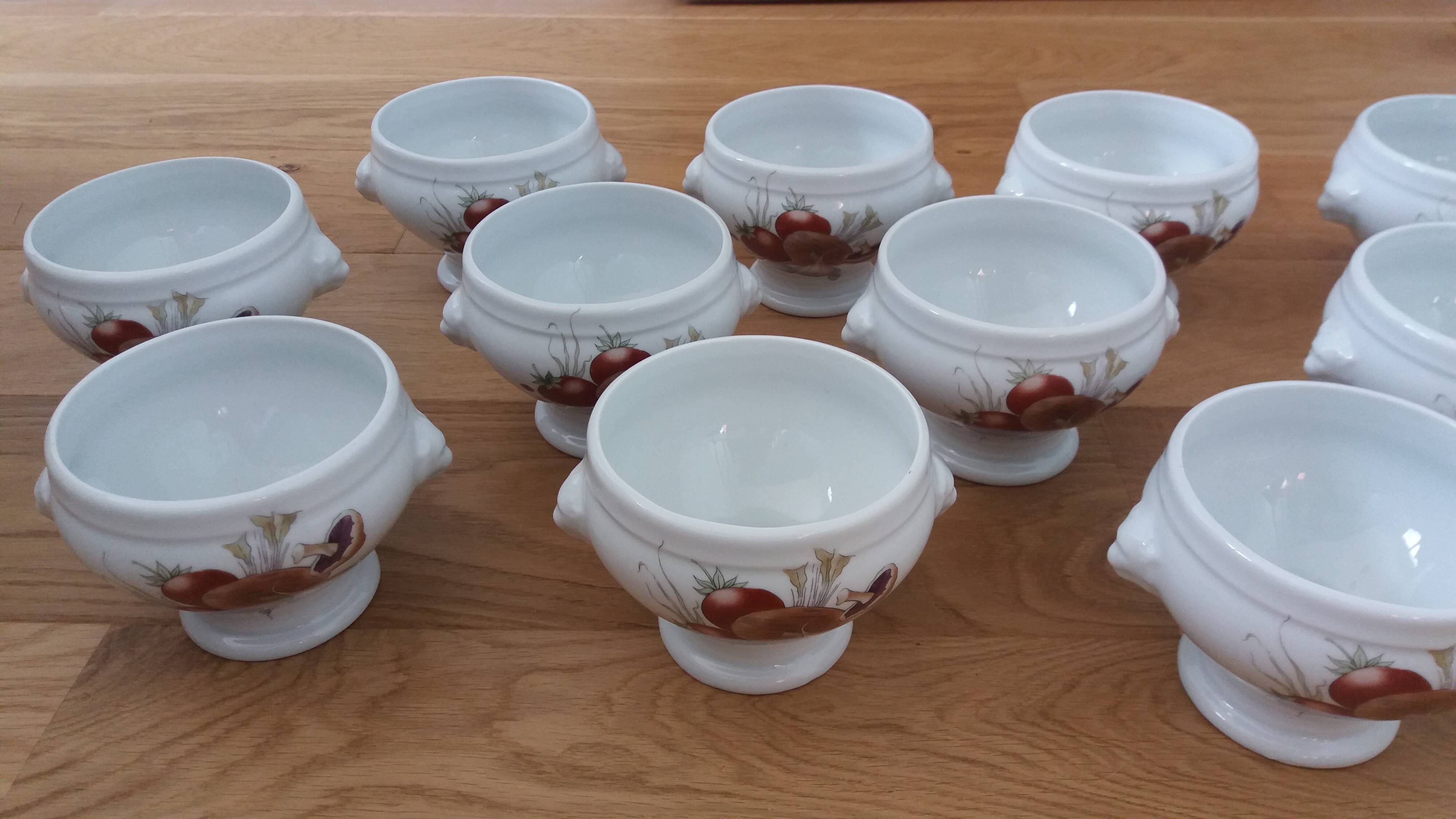 Pyrolux Lourioux porcelain soup bowls