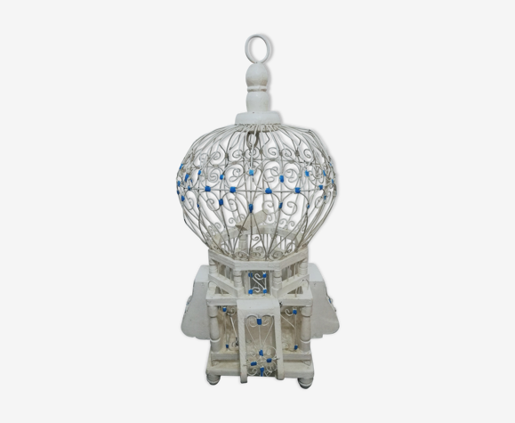 Cage à oiseaux ancienne métal et bois