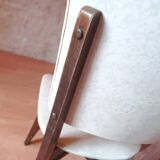 5 vintage chairs from the 60s, white leatherette, mahogany wood