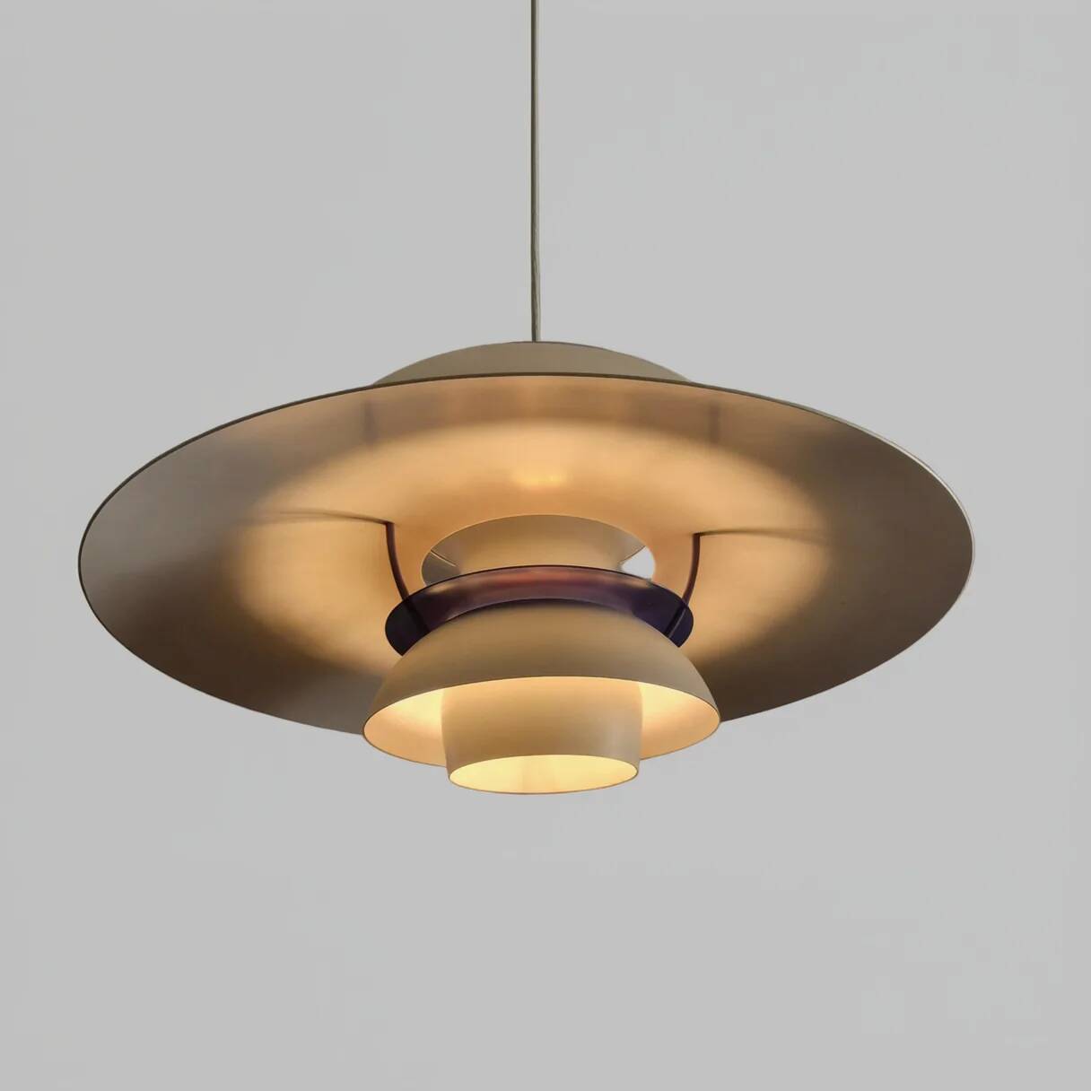 PH5 white pendant model by Poul Henningsen for Louis Poulsen, Denmark 1960