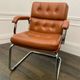 Vintage camel leather and chrome executive chair - Italian design by Co.Fe.Mo - 80's