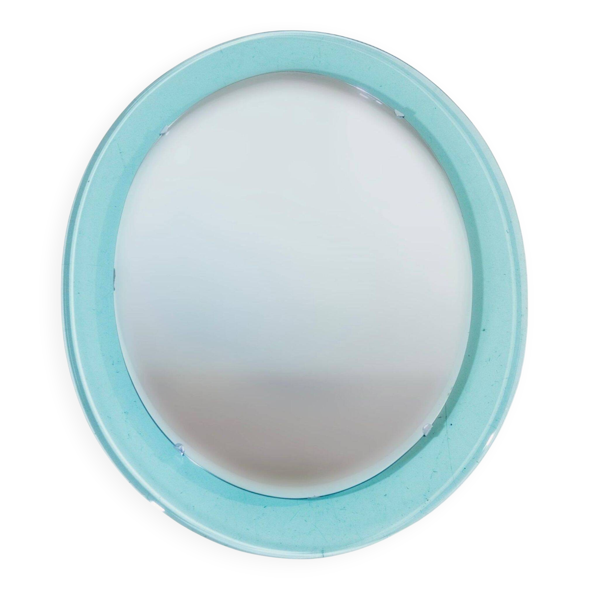 Vintage Beveled Glass Oval Mirror by A. Lupi for Cristal Luxor, Italy 1970