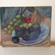 Tableau ancien, corbeille de fruits