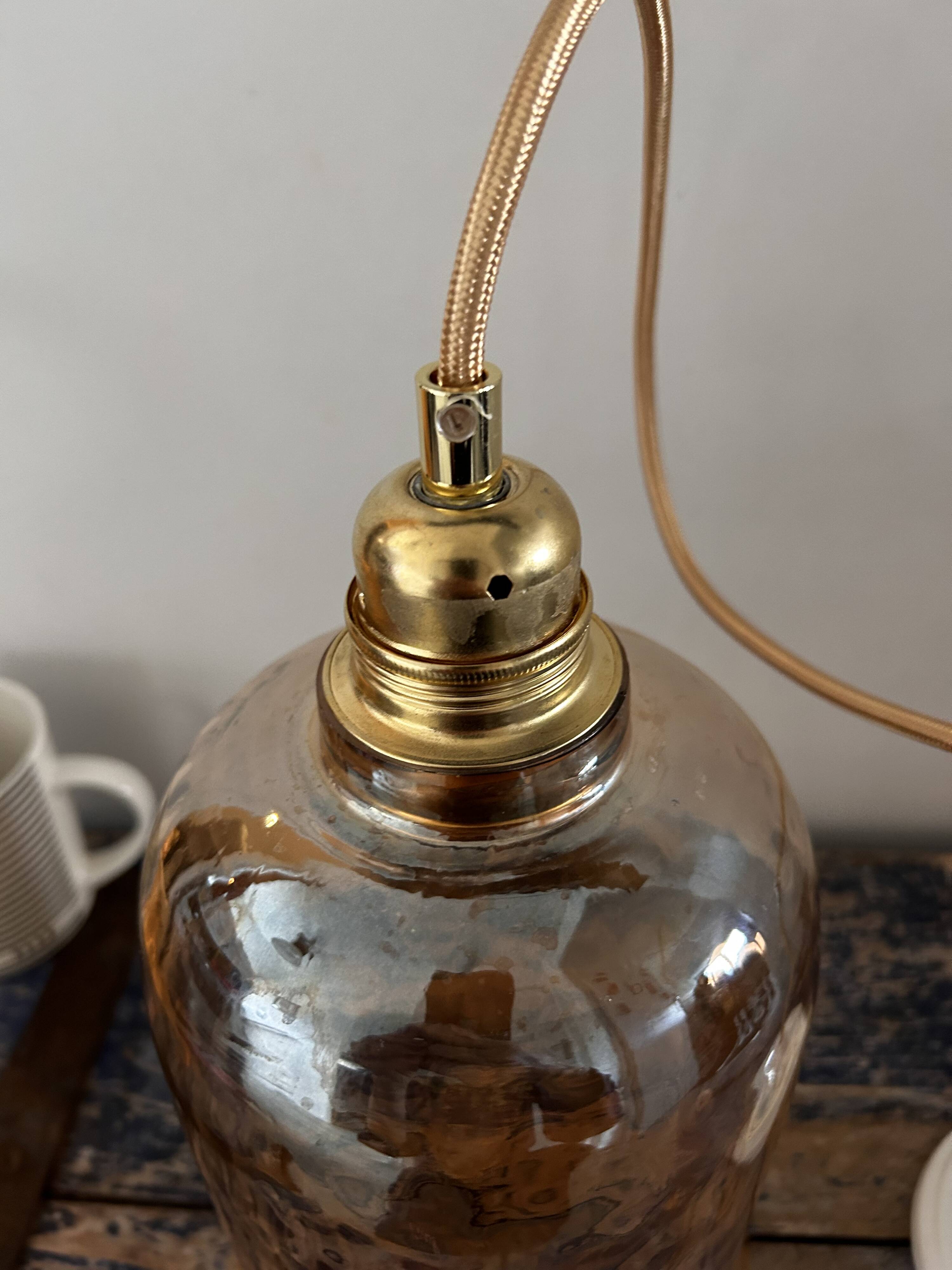 Vintage golden glass pendant light