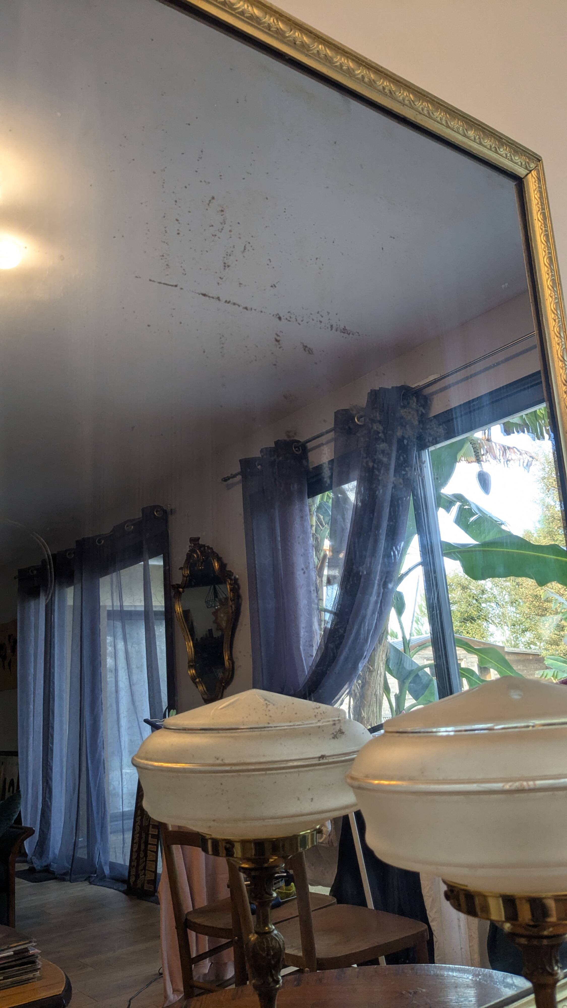 Large gilded wooden mirror 78 x 96 cm