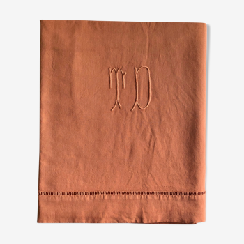Old linen sheet and terracotta tinted cotton