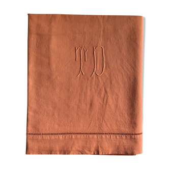 Old linen sheet and terracotta tinted cotton