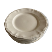 Set of 10 flat plates Ivory from Sarreguemines to godrons 23cm