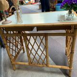 Flat desk in rattan and formica 1970s'