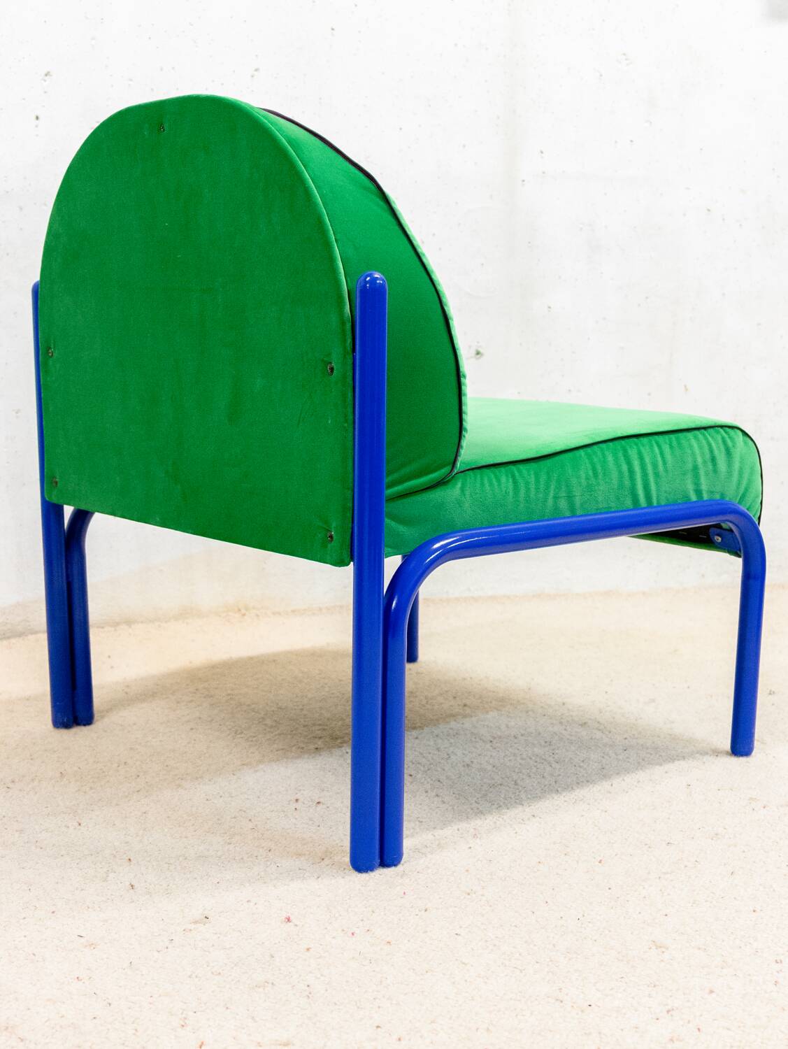 Souvignet armchair reupholstered in green velvet