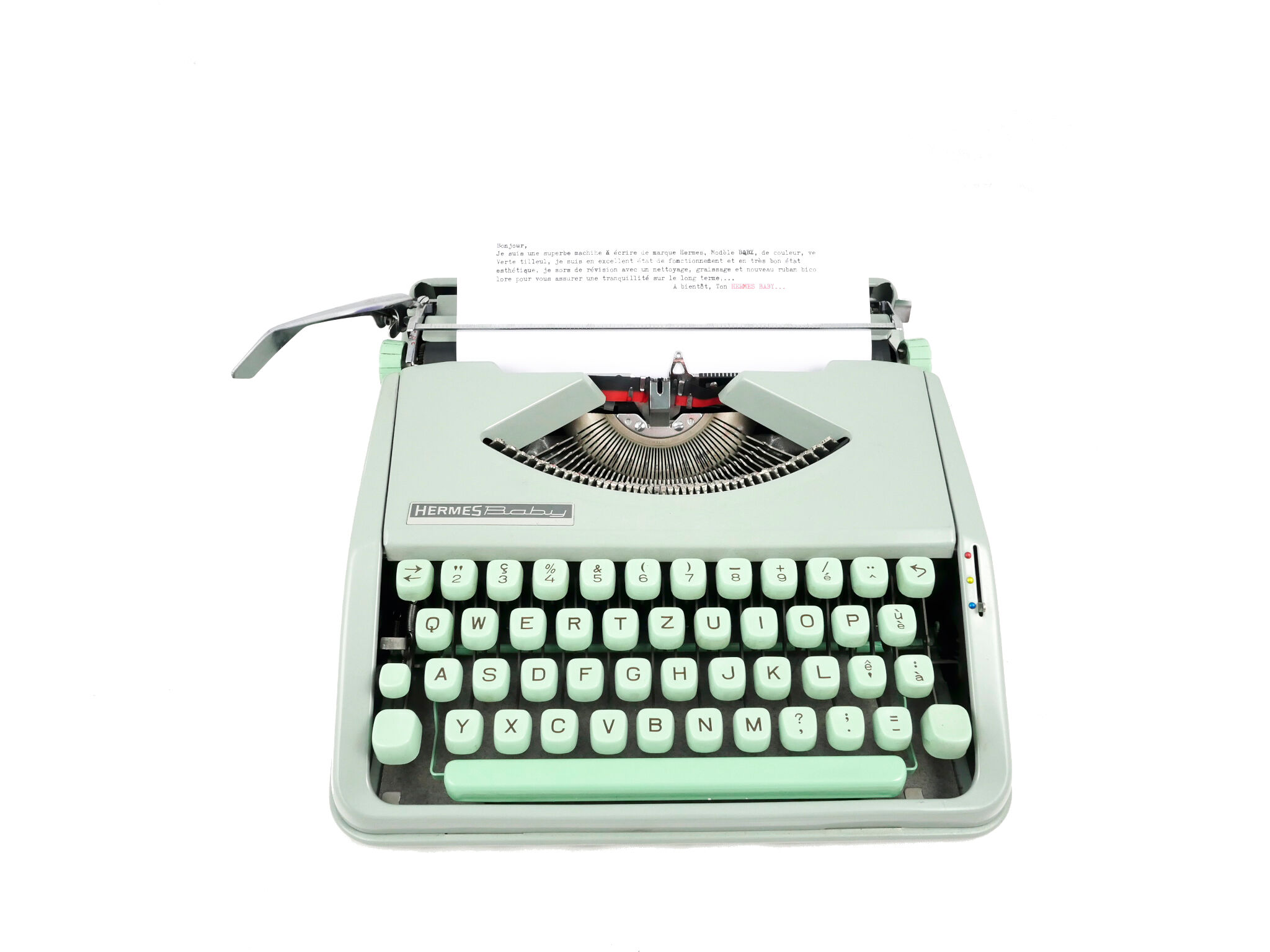 Vintage linden green Hermes Baby typewriter
