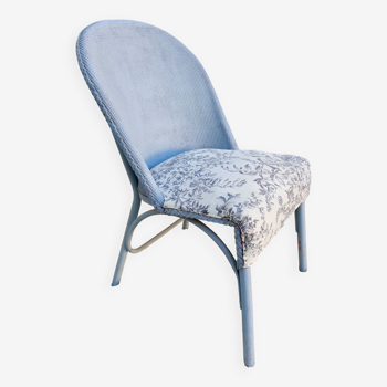 Petit fauteuil anglais bleu vintage style LLOYD LOOM vers 1920/1930