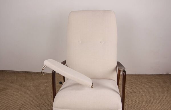 Grand Fauteuil Scandinave en Teck avec Ottomans par Folke Ohlsson pour Westnofa 1960.