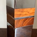 Vintage table lamp chrome and wood seventies