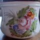 Large pot cache, decoration bouquet of flowers painted by hand, signed.
