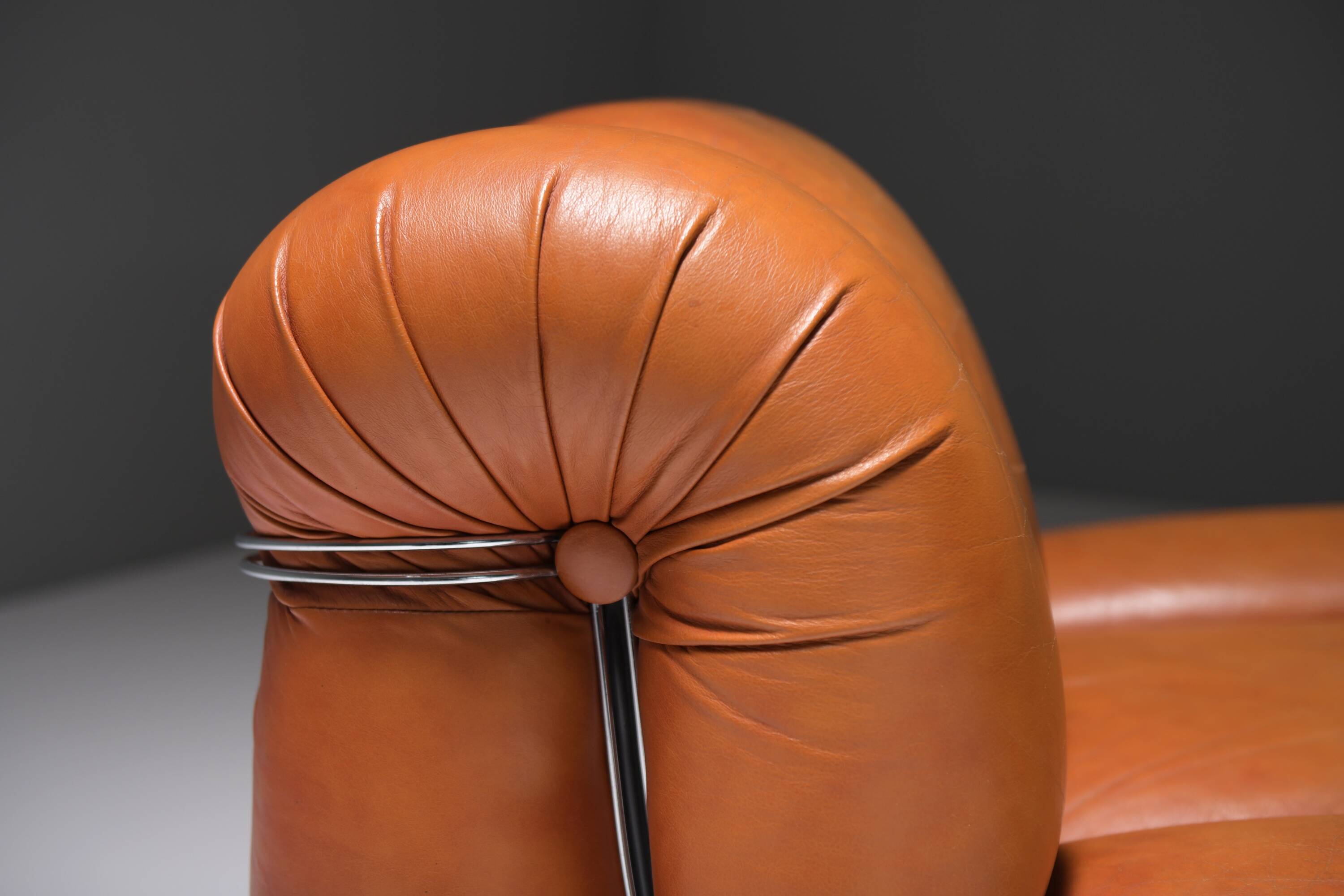 Velasquez Vintage Lounge Chair in Cognac Leather by Mimo Padova Italy