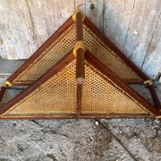 Table Basse Triangulaire Bambou Rotin + Plateaux Cannées Modèle Unique