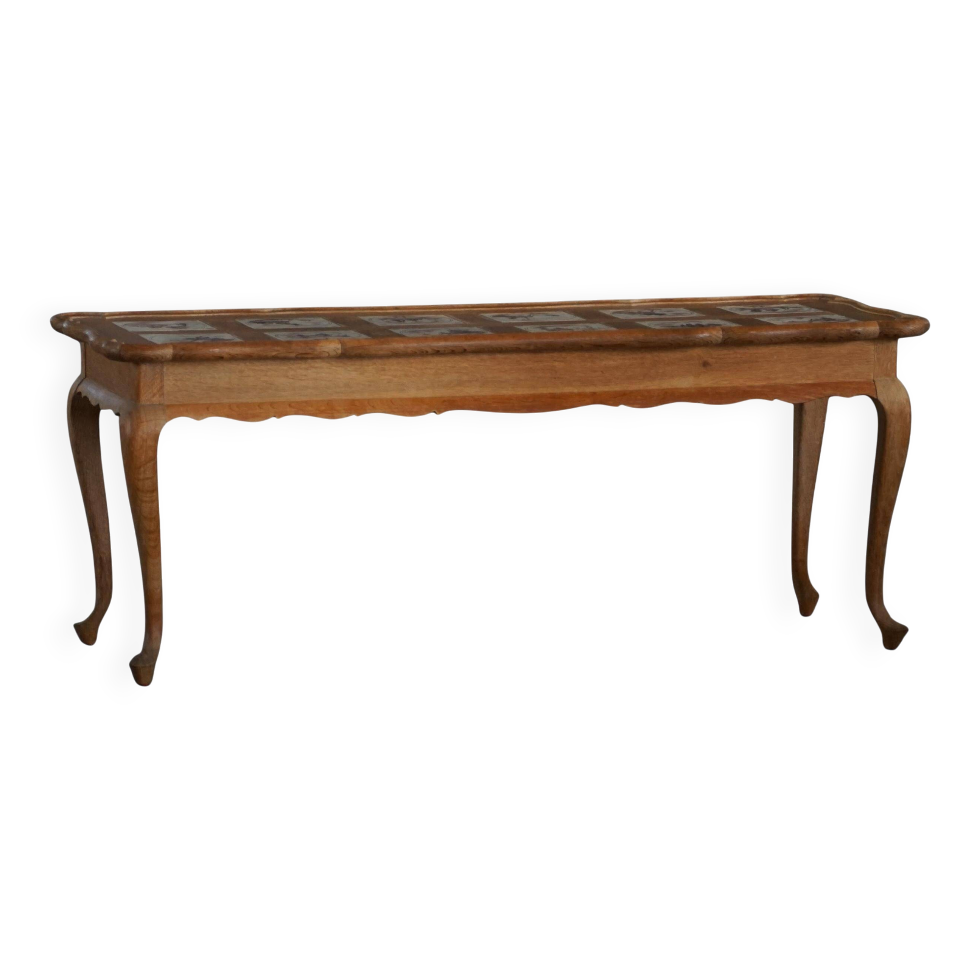 Modern Danish coffee table/console in oak with tiled top, Frits Henningsen, 1950s.
