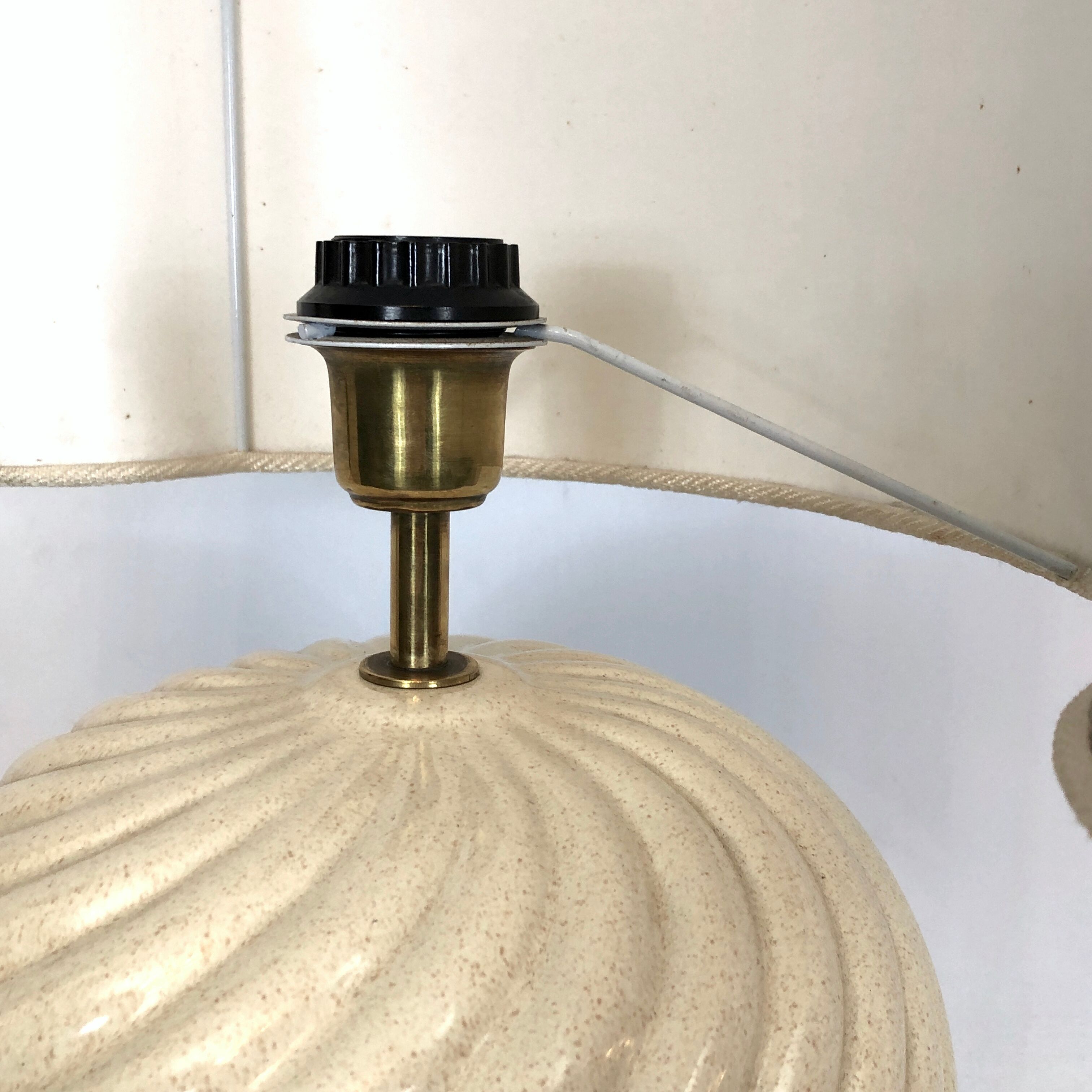 Ceramic and Brass Table Lamp by Tommaso Barbi, 1970s