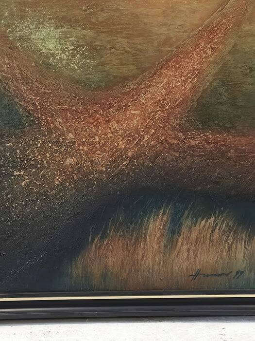 Gyurkovics Hunor “Utak” Roads Abstract Oil Painting, Hungary 1999