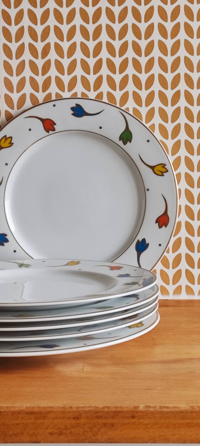 Set of porcelain plates with a frieze from Royal Limoges.