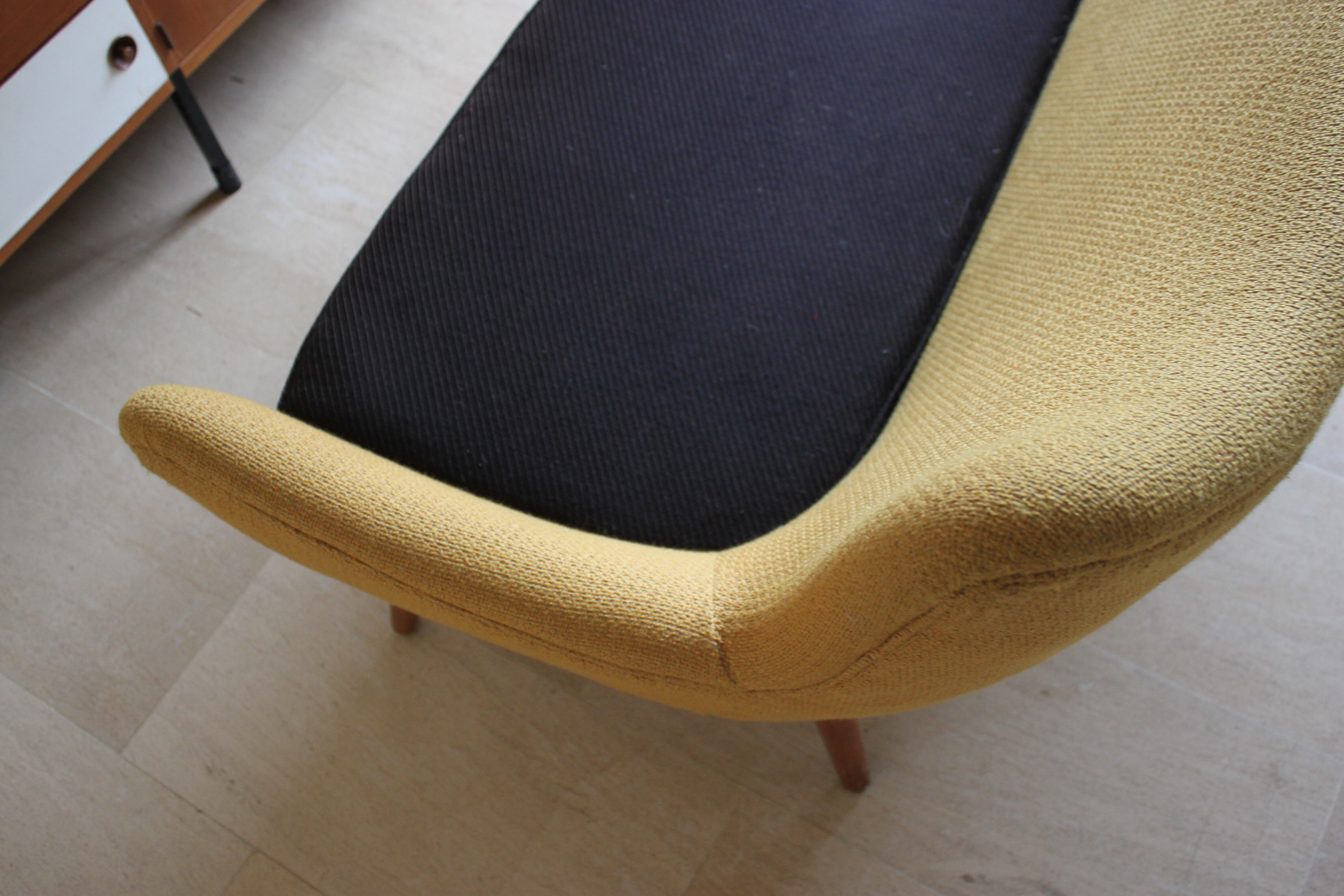 Danish sofa egg years free forms, vintage yellow